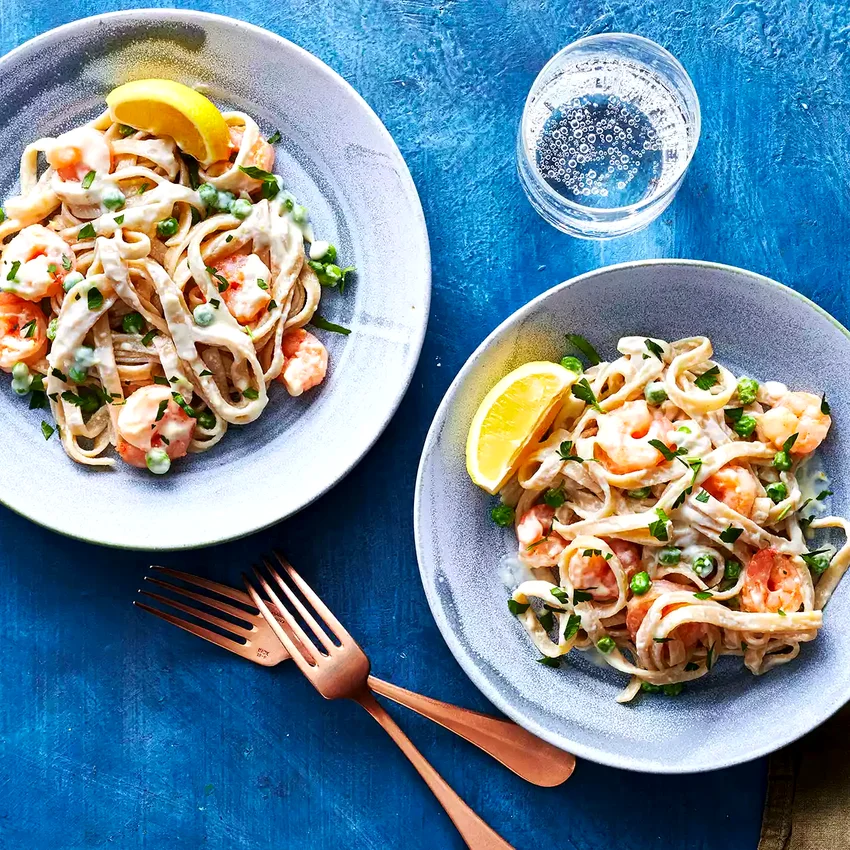Linguine with Lemon Alfredo Shrimp