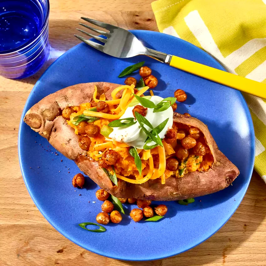Loaded Chickpea-Stuffed Sweet Potatoes