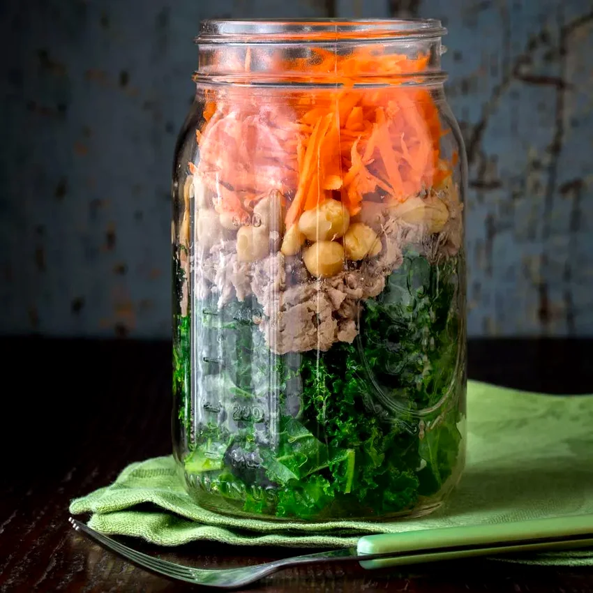 Mason Jar Power Salad with Chickpeas & Tuna