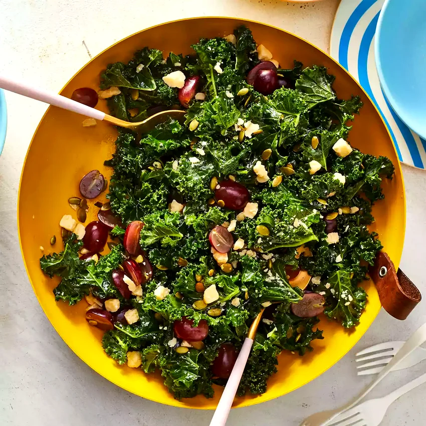 Massaged Kale Salad with Grapes & Cheddar