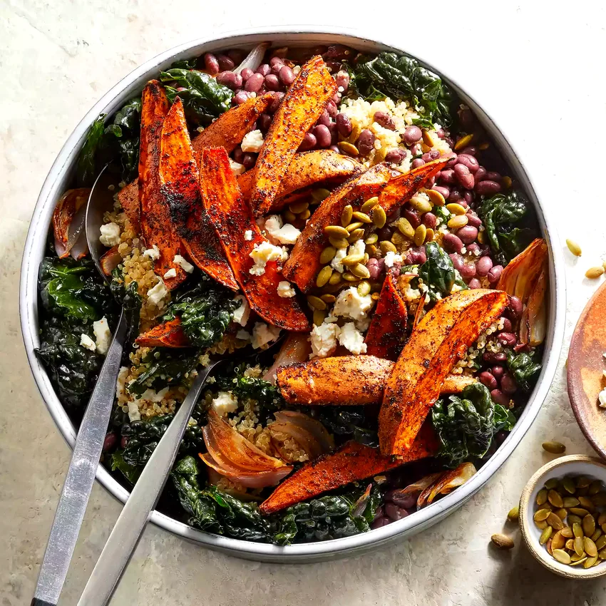 Massaged Kale Salad with Roasted Sweet Potato & Black Beans