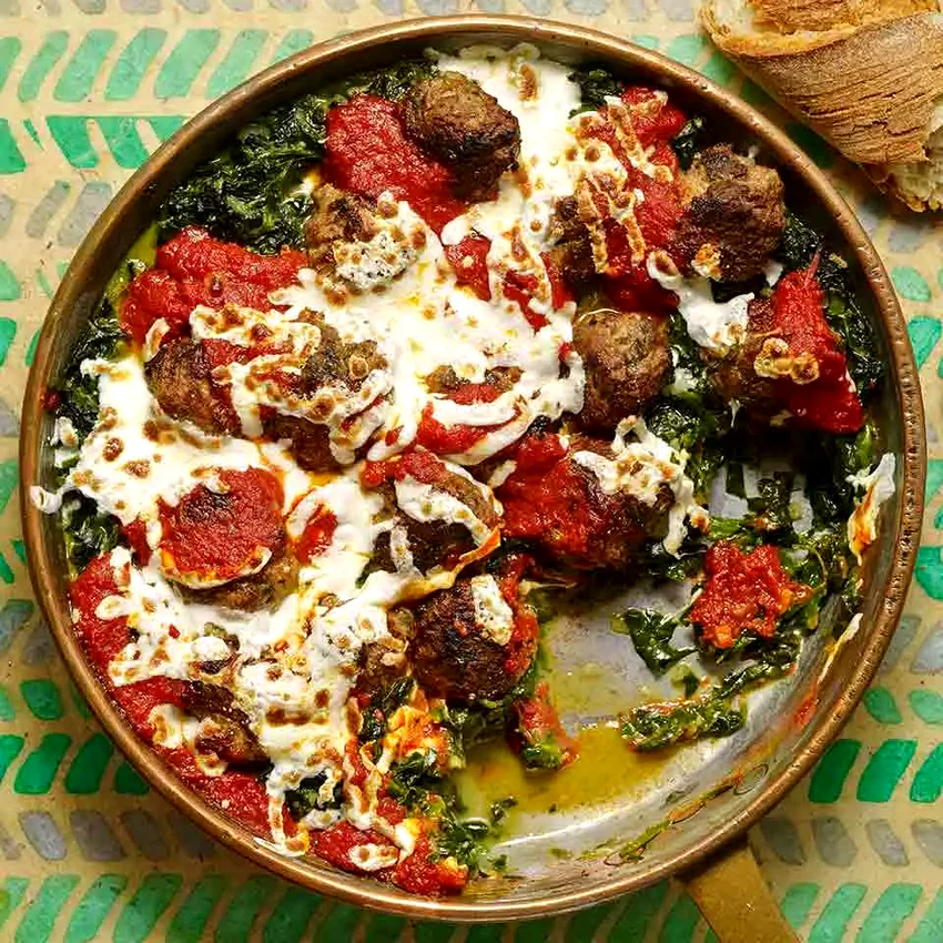 Meatball & Creamed Spinach Skillet