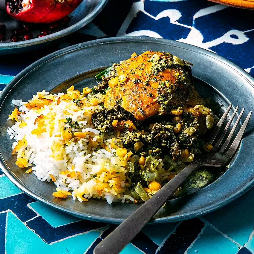 Morgh-e Torsh (Chicken Stew with Green Herbs & Citrus)