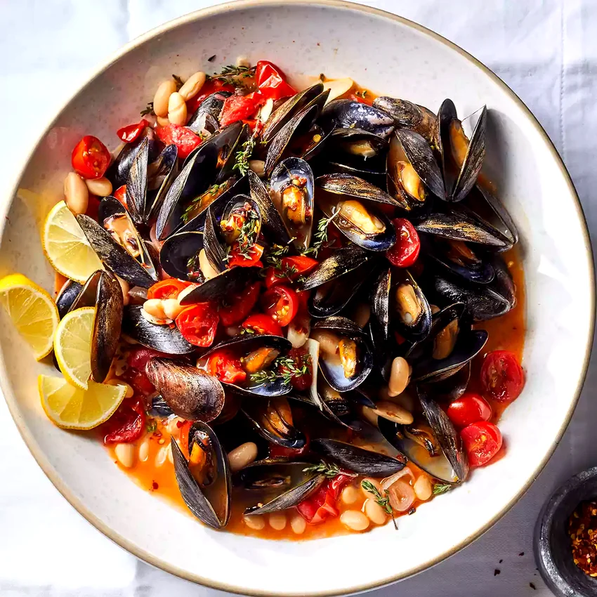 Mussels with White Beans & Tomatoes