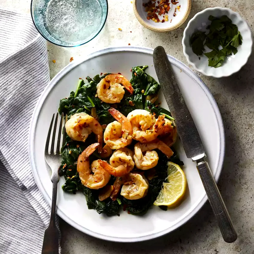 One-Pot Garlicky Shrimp & Spinach