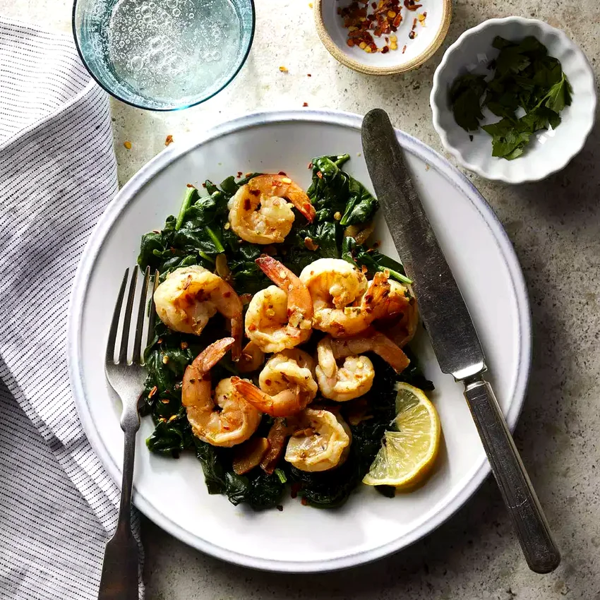 One-Pot Garlicky Shrimp & Spinach