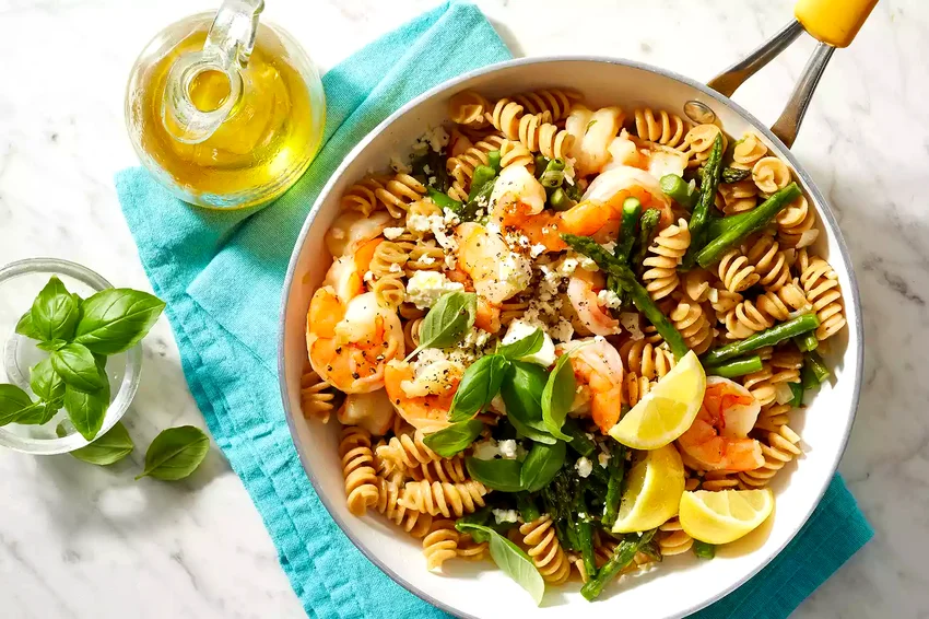One-Pot Lemon Asparagus Pasta with Shrimp