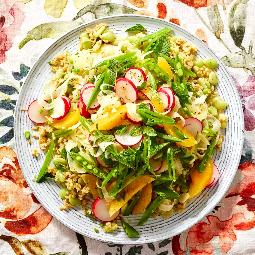 Orange-Mint Freekeh Salad with Lima Beans