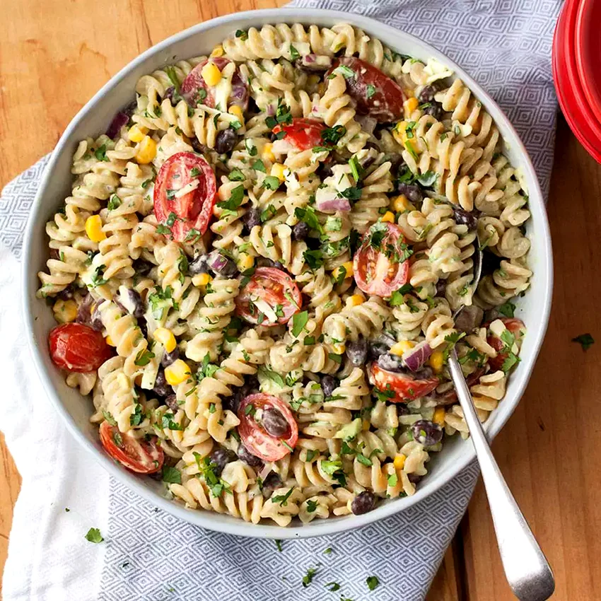 Pasta Salad with Black Beans & Avocado Dressing