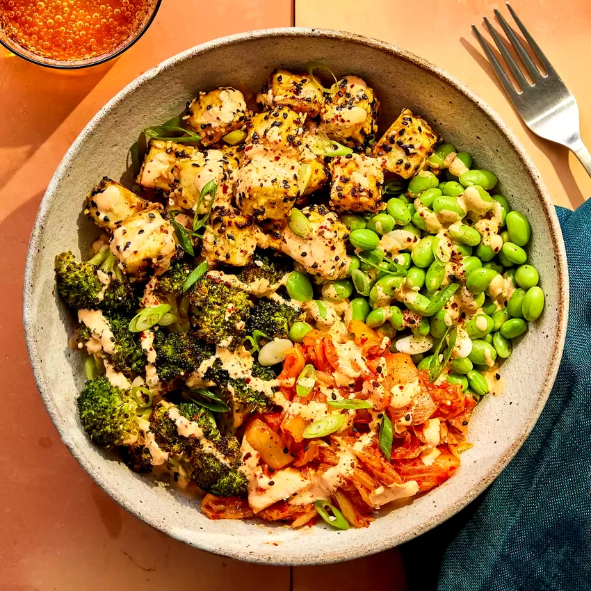 Roasted Broccoli & Kimchi Rice Bowl