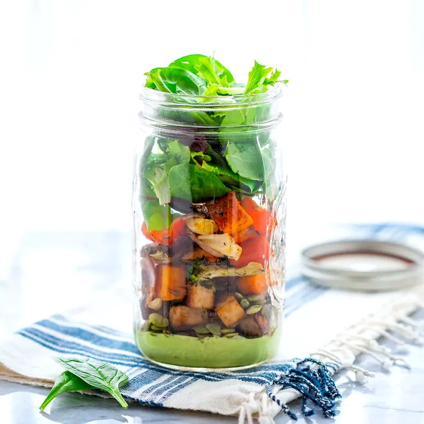 Roasted Veggie Mason Jar Salad