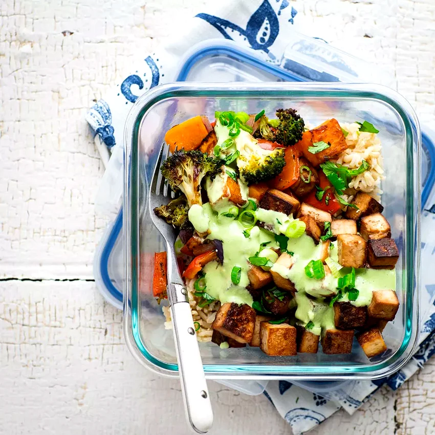 Roasted Veggie & Tofu Brown Rice Bowl