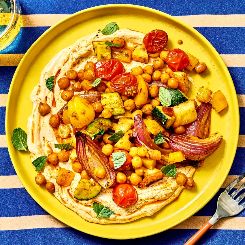 Roasted Veggies with Halloumi & Chickpeas