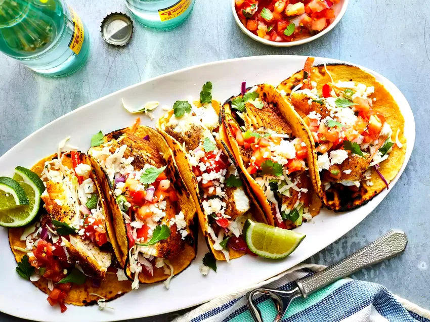 Seared Halibut Fish Tacos with Cilantro Slaw