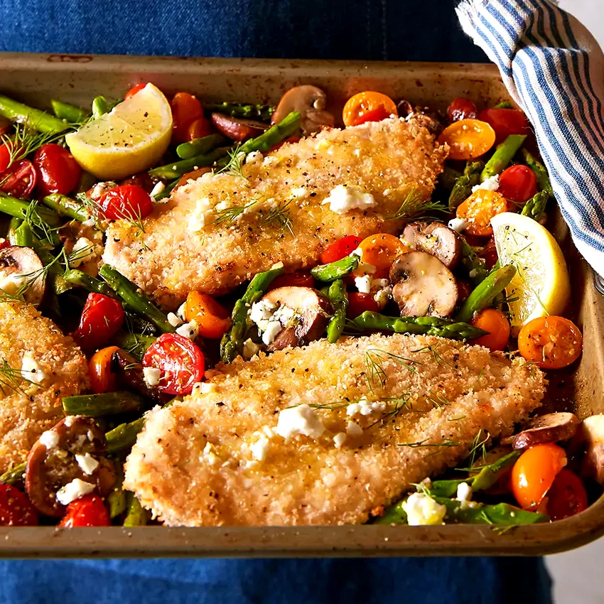 Sheet-Pan Chicken with Roasted Spring Vegetables & Lemon Vinaigrette
