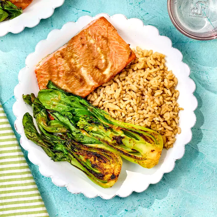 Sheet-Pan Salmon with Bok Choy & Rice