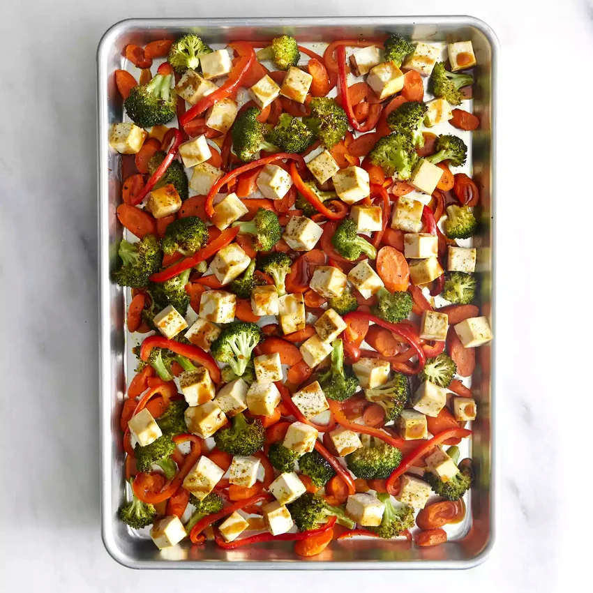 Sheet-Pan Teriyaki Tofu with Carrots & Broccoli