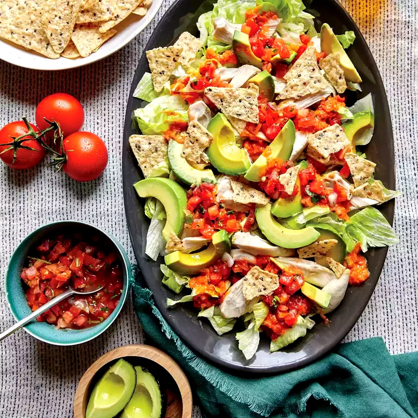 Shredded Chicken & Avocado Nacho Salad