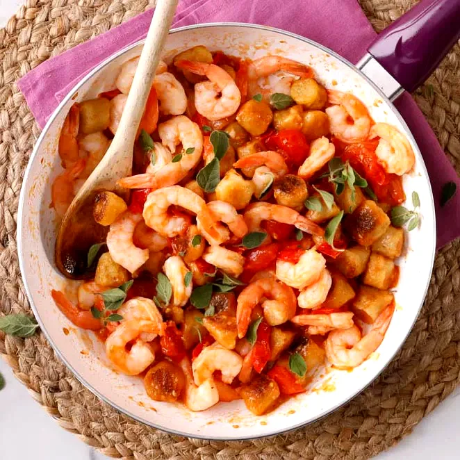 Shrimp Oreganata Cauliflower Gnocchi