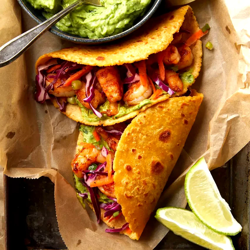 Shrimp Tacos with Avocado Crema