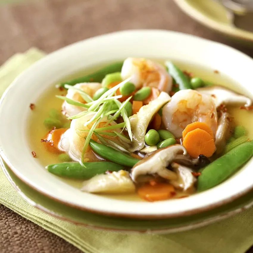 Shrimp & Vegetable Soup with Garlic & Ginger