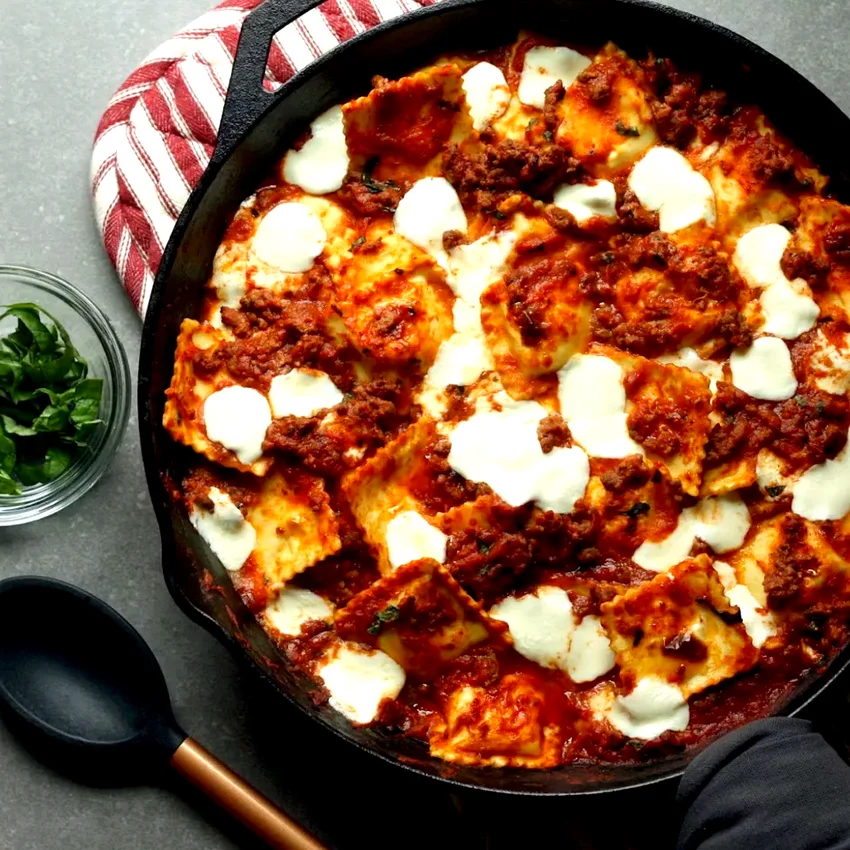 Skillet Ravioli Lasagna