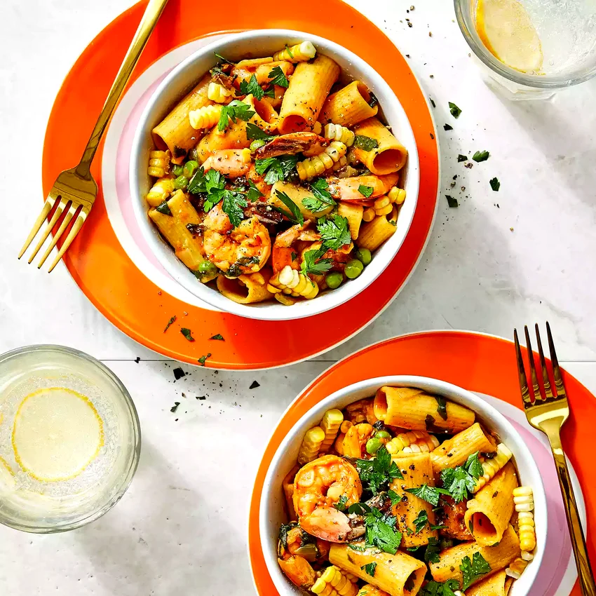 Smoky Shrimp, Corn & Pea One-Pot Pasta