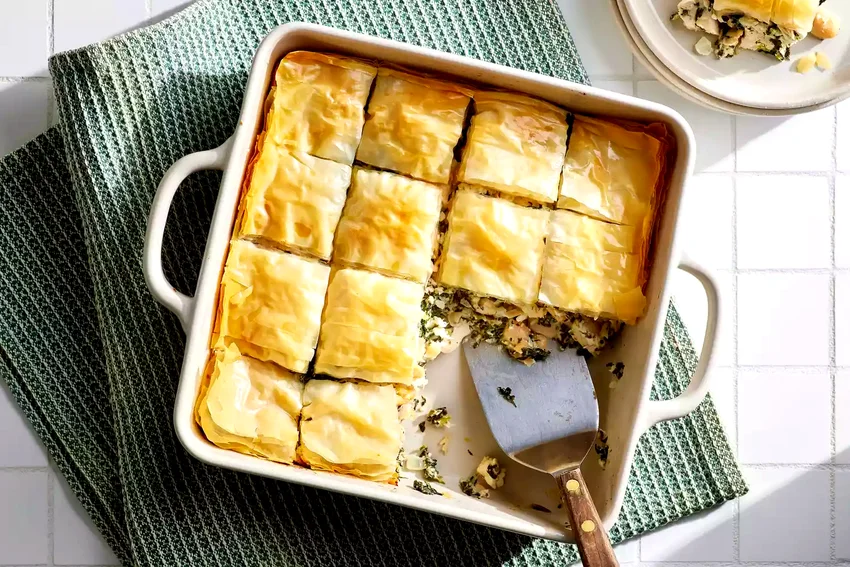 Spanakopita-Inspired Chicken & White Bean Casserole