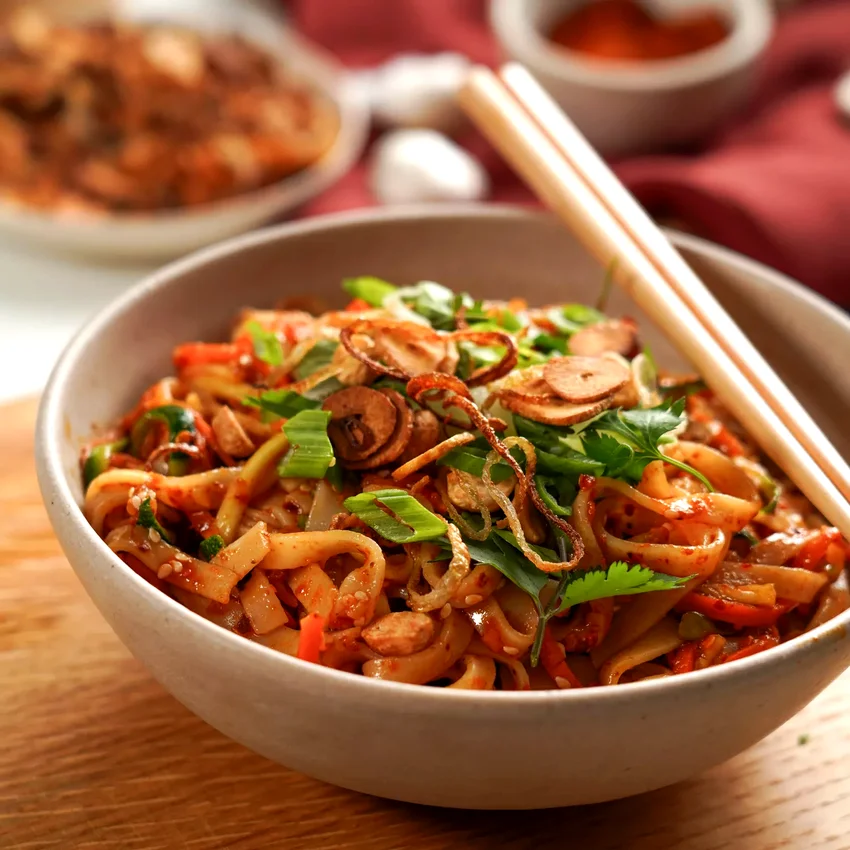Spicy Chili Oil Noodles with Zucchini & Carrots