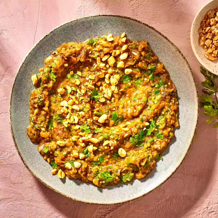 Spicy Eggplant Dip with Lime & Cilantro