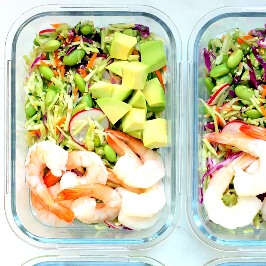 Spicy Slaw Bowls with Shrimp & Edamame