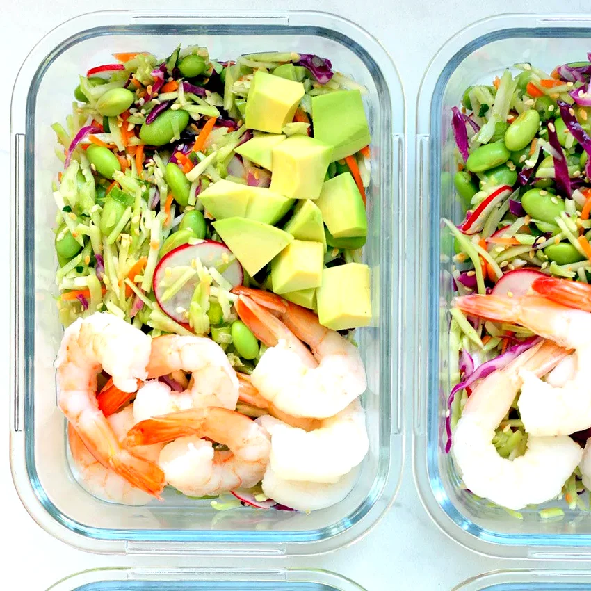 Spicy Slaw Bowls with Shrimp & Edamame