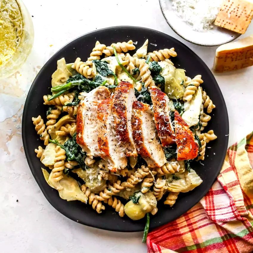 Spinach & Artichoke Dip Pasta with Chicken