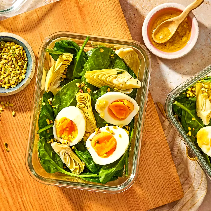 Spinach & Artichoke Salad with Parmesan Vinaigrette