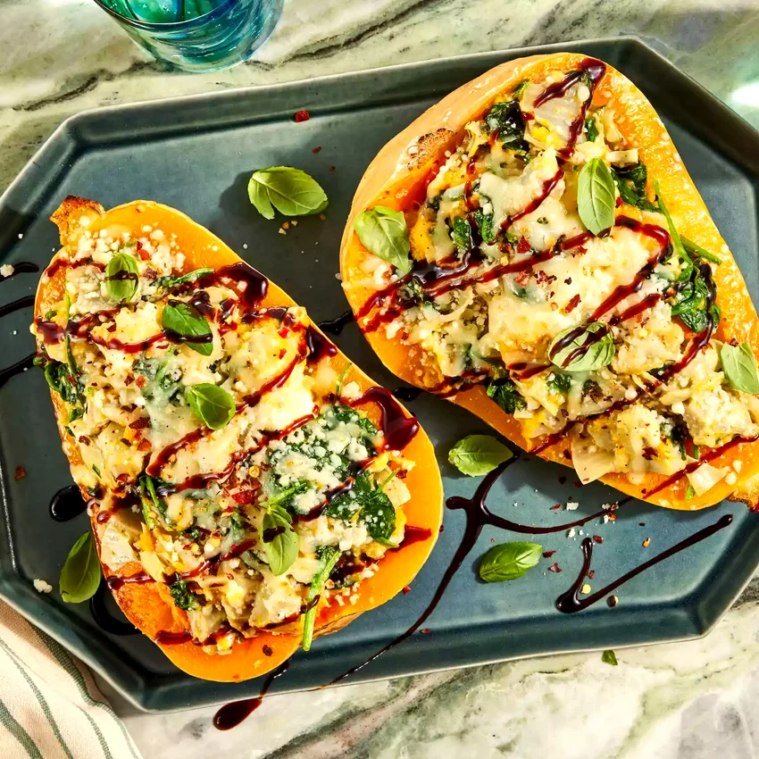 Spinach & Artichoke–Stuffed Butternut Squash