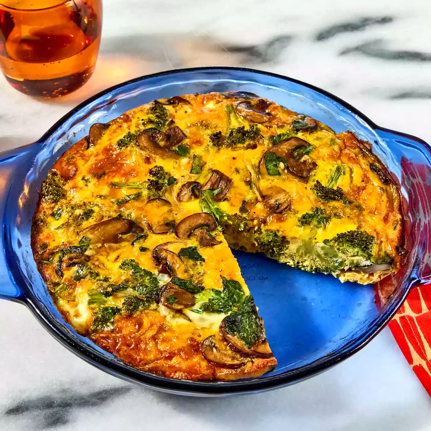 Spinach, Broccoli & Mushroom Quiche