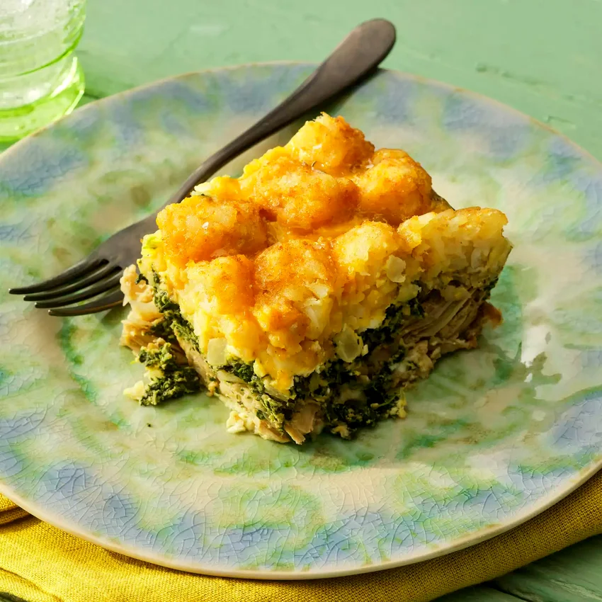 Spinach, Feta & Artichoke Tater Tot Casserole