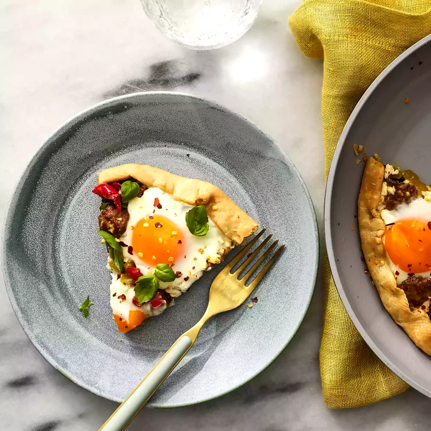 Spinach, Feta & Sausage Galette