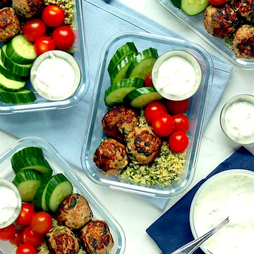 Spinach & Feta Turkey Meatballs with Herbed Quinoa