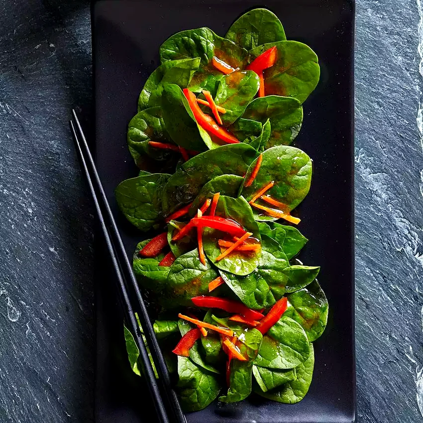 Spinach Salad with Ginger-Soy Dressing