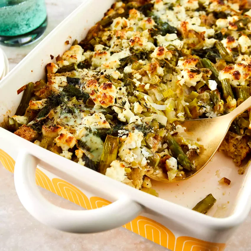 Strata with Goat Cheese & Asparagus