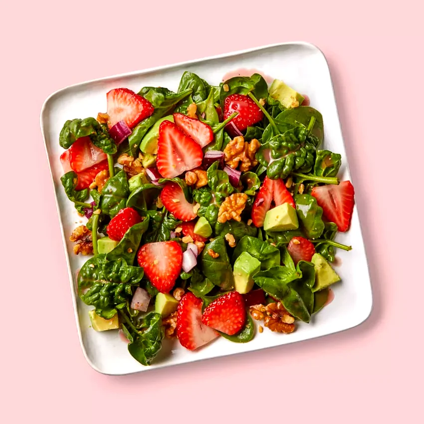 Strawberry Spinach Salad with Avocado & Walnuts