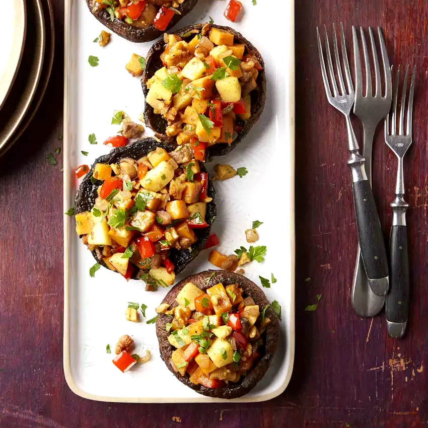 Sweet Potato Hash Stuffed Portobello Mushrooms