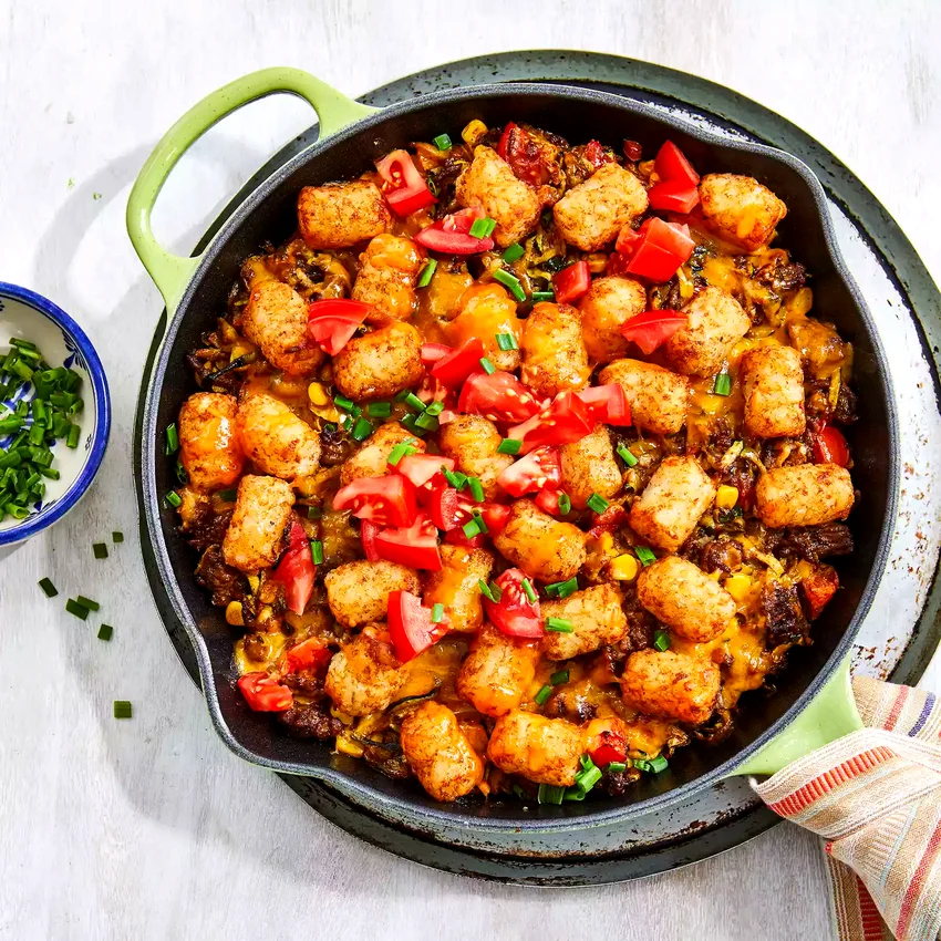 Tater Tot Casserole with Beef, Corn & Zucchini