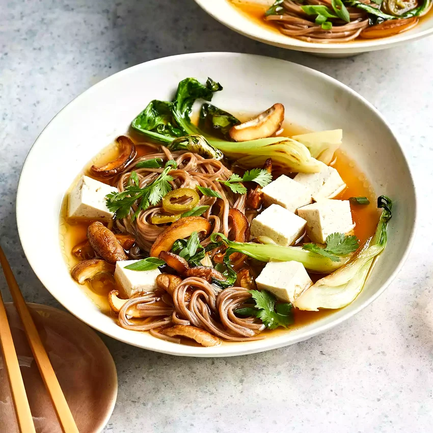 Tofu, Mushroom & Bok Choy Soba Noodle Bowls