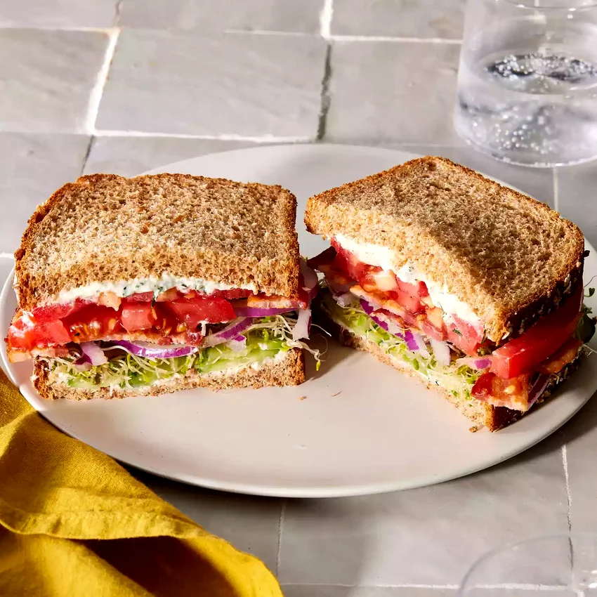 Tomato & Cucumber Sandwich with Bacon