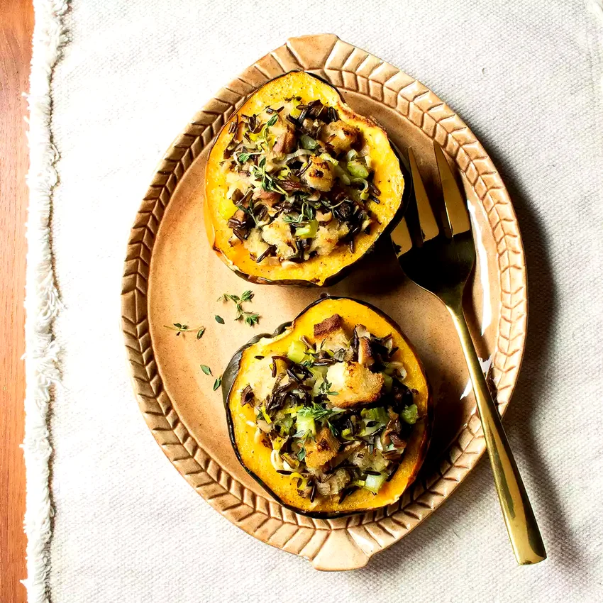 Vegan Wild Rice Stuffed Squash for Two