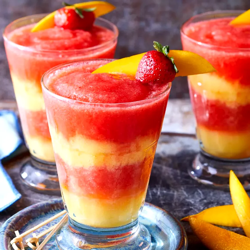 Virgin Layered Strawberry-Mango Margaritas