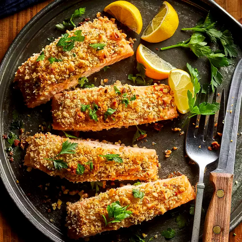 Walnut-Rosemary Crusted Salmon