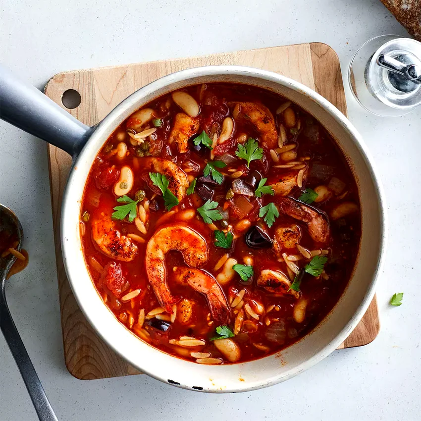 White Bean Soup with Tomato & Shrimp